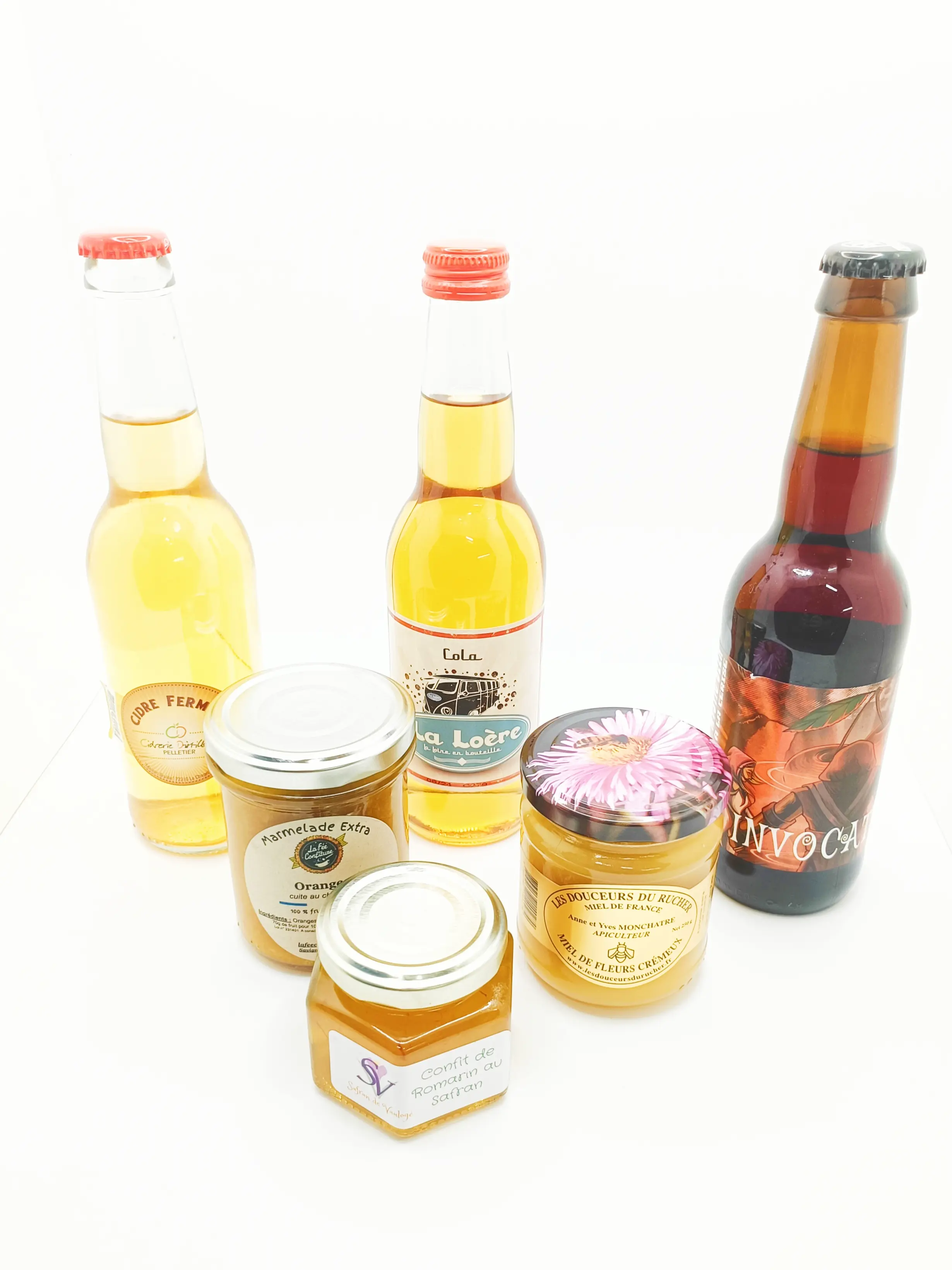 Produits locaux sarthois : bières, cola, confitures, miel, safran